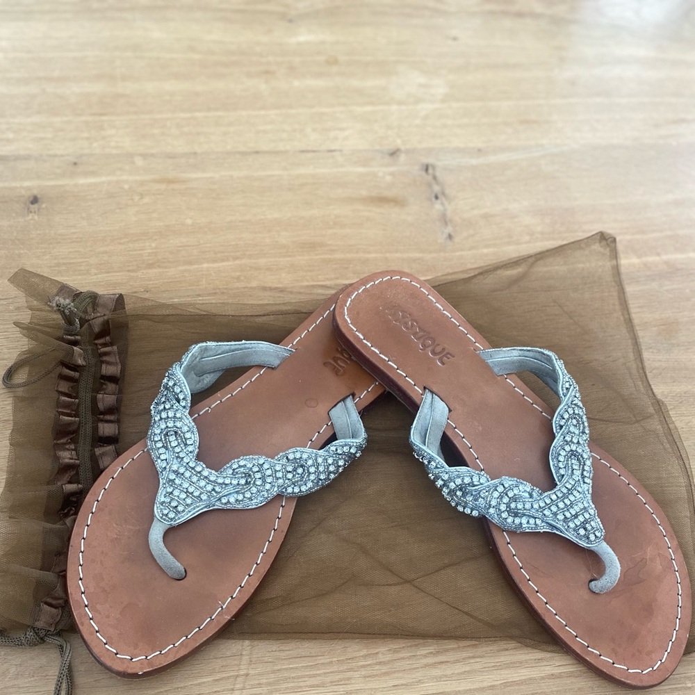 Mystique Rhinestone, Silver and Brown Sandals
